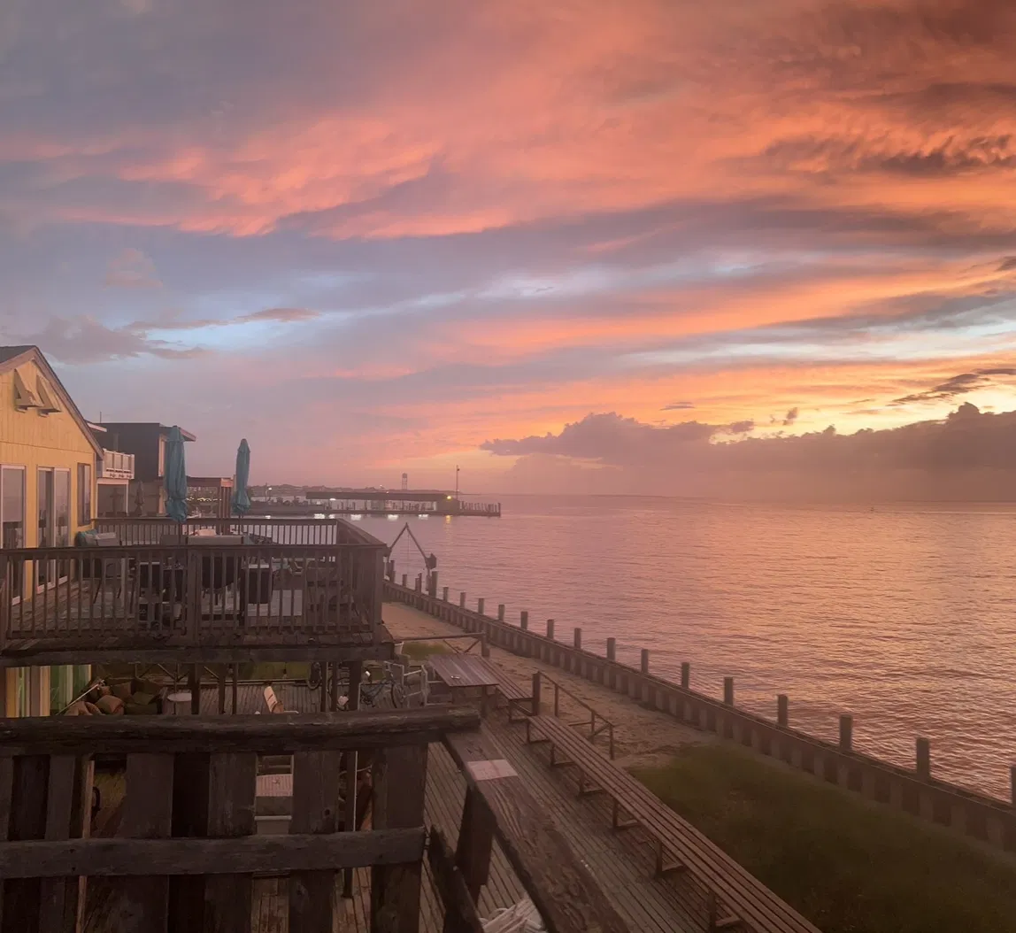 Long Island dockside at sunset